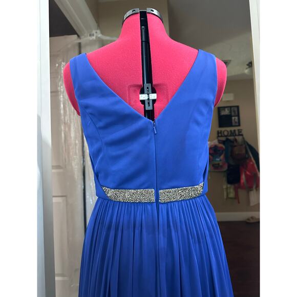 David’s Bridal Cobalt Blue Rhinestone Waist Bridesmaid Formal Dress 10 L W11092 - Picture 4 of 16
